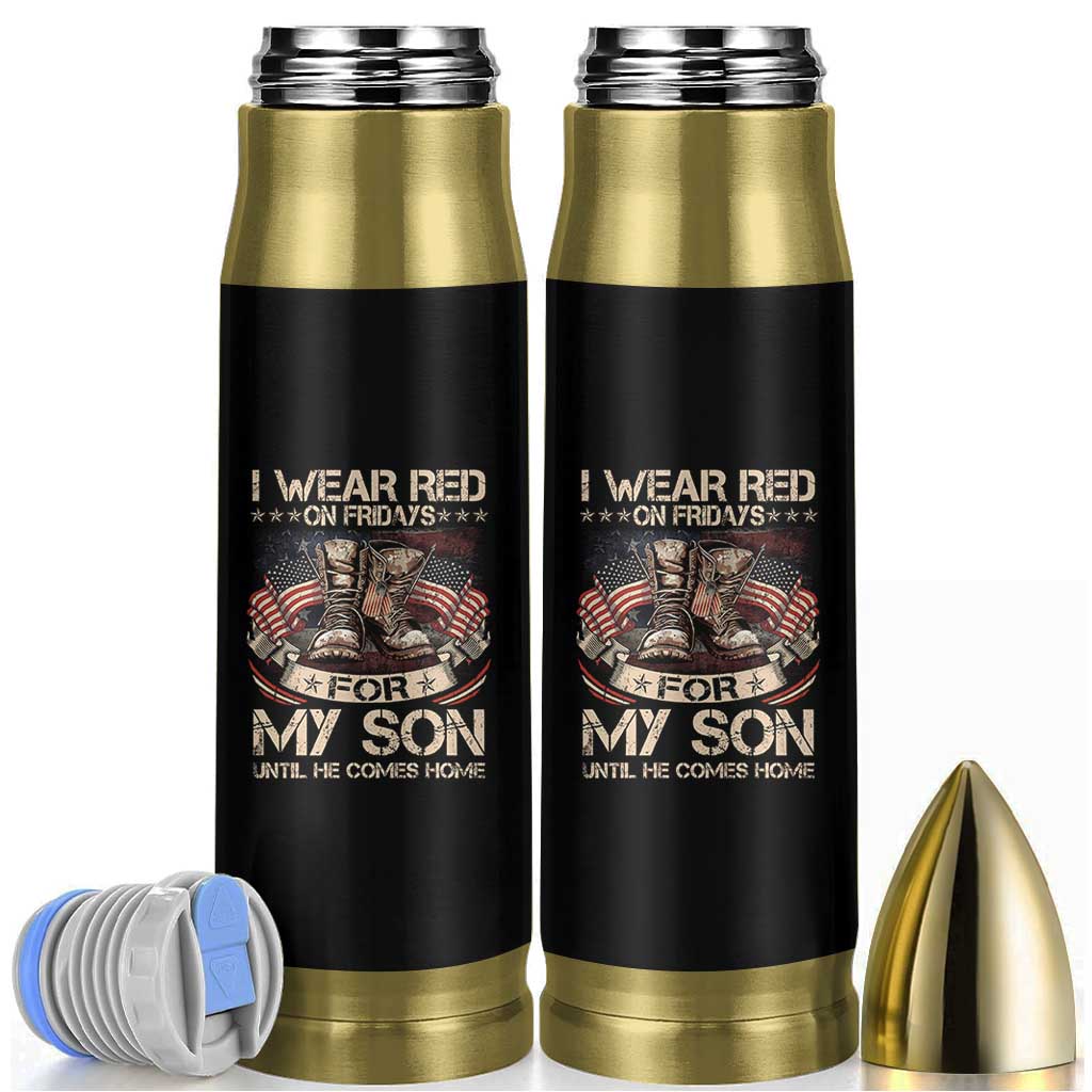 I Wear Red On Fridays For My Son Until He Comes Home Bullet Tumbler Vintage American Flag - Wonder Print Shop