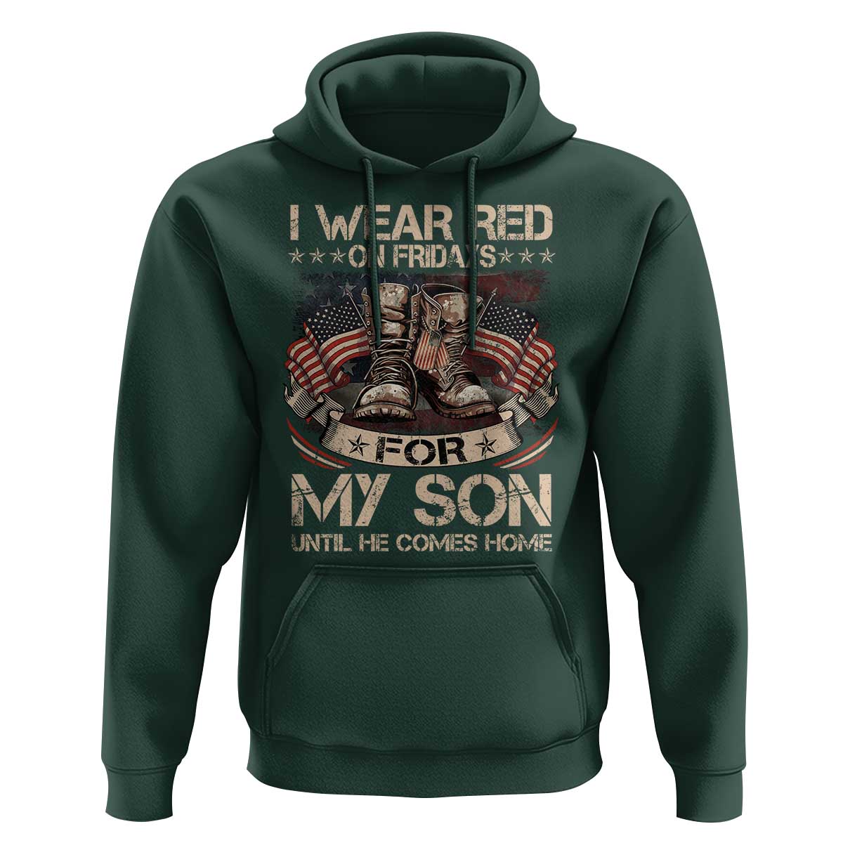I Wear Red On Fridays For My Son Until He Comes Home Hoodie Vintage American Flag - Wonder Print Shop
