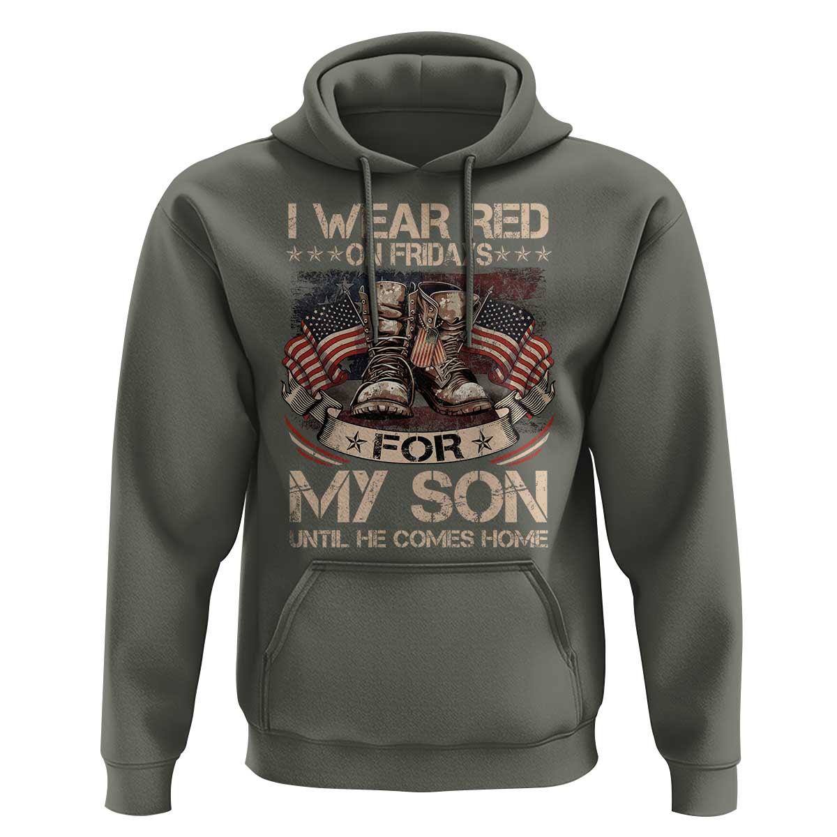 I Wear Red On Fridays For My Son Until He Comes Home Hoodie Vintage American Flag - Wonder Print Shop
