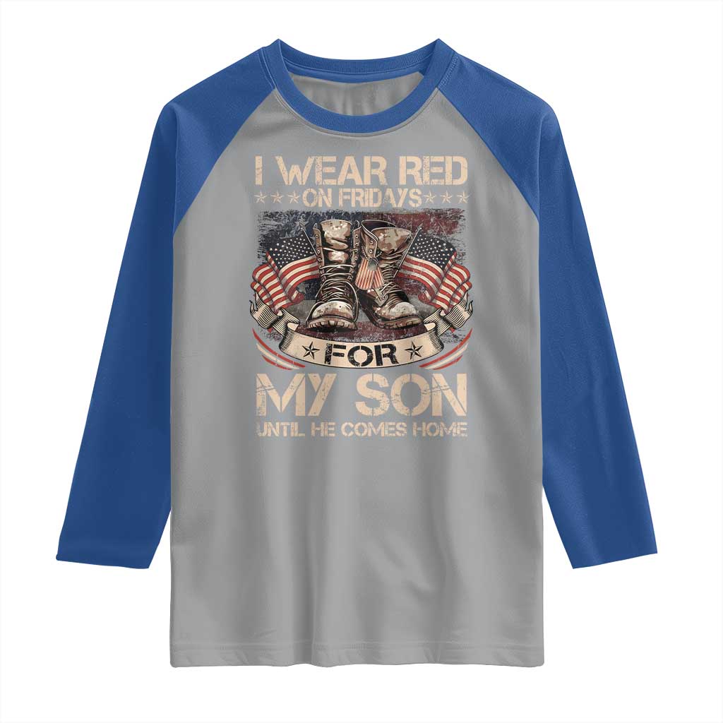 I Wear Red On Fridays For My Son Until He Comes Home Raglan Shirt Vintage American Flag - Wonder Print Shop