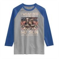 I Wear Red On Fridays For My Son Until He Comes Home Raglan Shirt Vintage American Flag - Wonder Print Shop