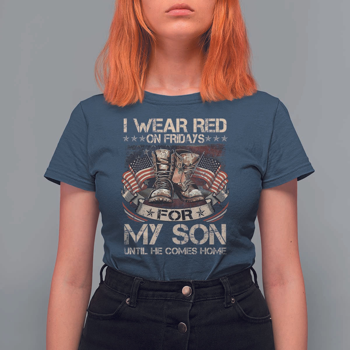 I Wear Red On Fridays For My Son Until He Comes Home T Shirt For Women Vintage American Flag - Wonder Print Shop