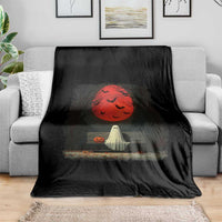 Halloween Lonely Ghost Bench Blood Moon Pumpkin Throw Blanket - Wonder Print Shop