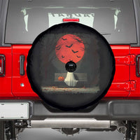 Halloween Lonely Ghost Bench Blood Moon Pumpkin Spare Tire Cover - Wonder Print Shop