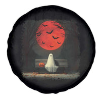 Halloween Lonely Ghost Bench Blood Moon Pumpkin Spare Tire Cover - Wonder Print Shop