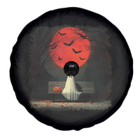 Halloween Lonely Ghost Bench Blood Moon Pumpkin Spare Tire Cover - Wonder Print Shop