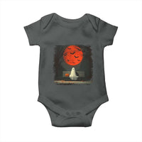 Halloween Lonely Ghost Bench Blood Moon Pumpkin Baby Onesie - Wonder Print Shop