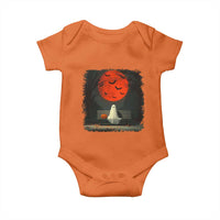 Halloween Lonely Ghost Bench Blood Moon Pumpkin Baby Onesie - Wonder Print Shop