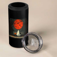 Halloween Lonely Ghost Bench Blood Moon Pumpkin 4 in 1 Can Cooler Tumbler - Wonder Print Shop