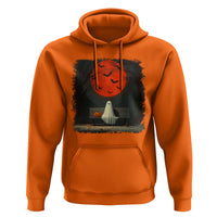 Halloween Lonely Ghost Bench Blood Moon Pumpkin Hoodie - Wonder Print Shop