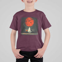 Halloween Lonely Ghost Bench Blood Moon Pumpkin T Shirt For Kid - Wonder Print Shop