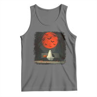 Halloween Lonely Ghost Bench Blood Moon Pumpkin Tank Top - Wonder Print Shop