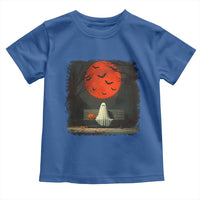 Halloween Lonely Ghost Bench Blood Moon Pumpkin Toddler T Shirt - Wonder Print Shop