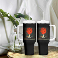 Halloween Lonely Ghost Bench Blood Moon Pumpkin Tumbler With Handle - Wonder Print Shop