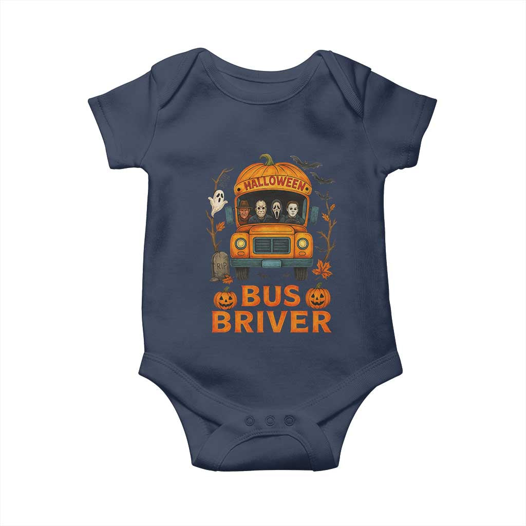 Funny Halloween Bus Driver Baby Onesie Horror Slashers Pumpkin School Bus Spooky Season - Wonder Print Shop