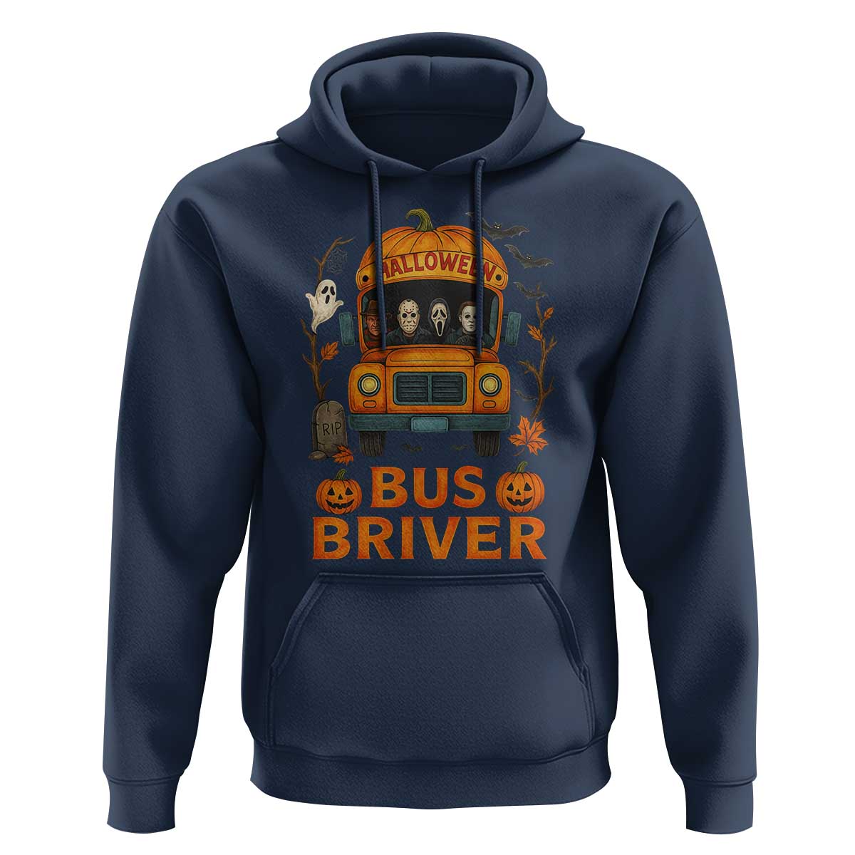 Funny Halloween Bus Driver Hoodie Horror Slashers Pumpkin School Bus Spooky Season - Wonder Print Shop