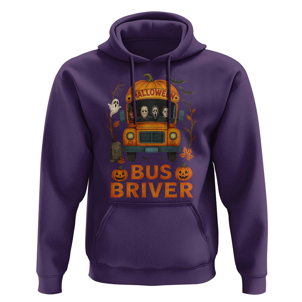 Funny Halloween Bus Driver Hoodie Horror Slashers Pumpkin School Bus Spooky Season - Wonder Print Shop