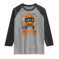 Funny Halloween Bus Driver Raglan Shirt Horror Slashers Pumpkin School Bus Spooky Season - Wonder Print Shop