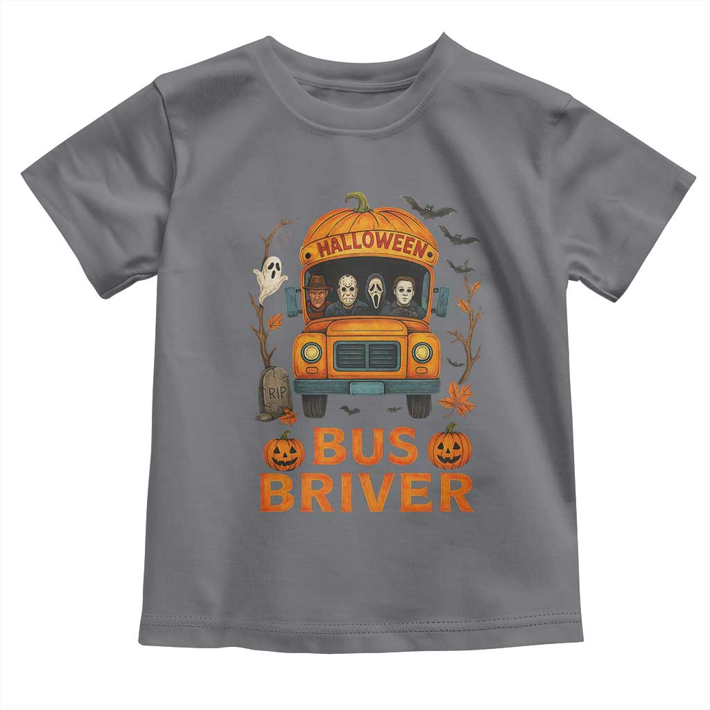 Funny Halloween Bus Driver Toddler T Shirt Horror Slashers Pumpkin School Bus Spooky Season - Wonder Print Shop