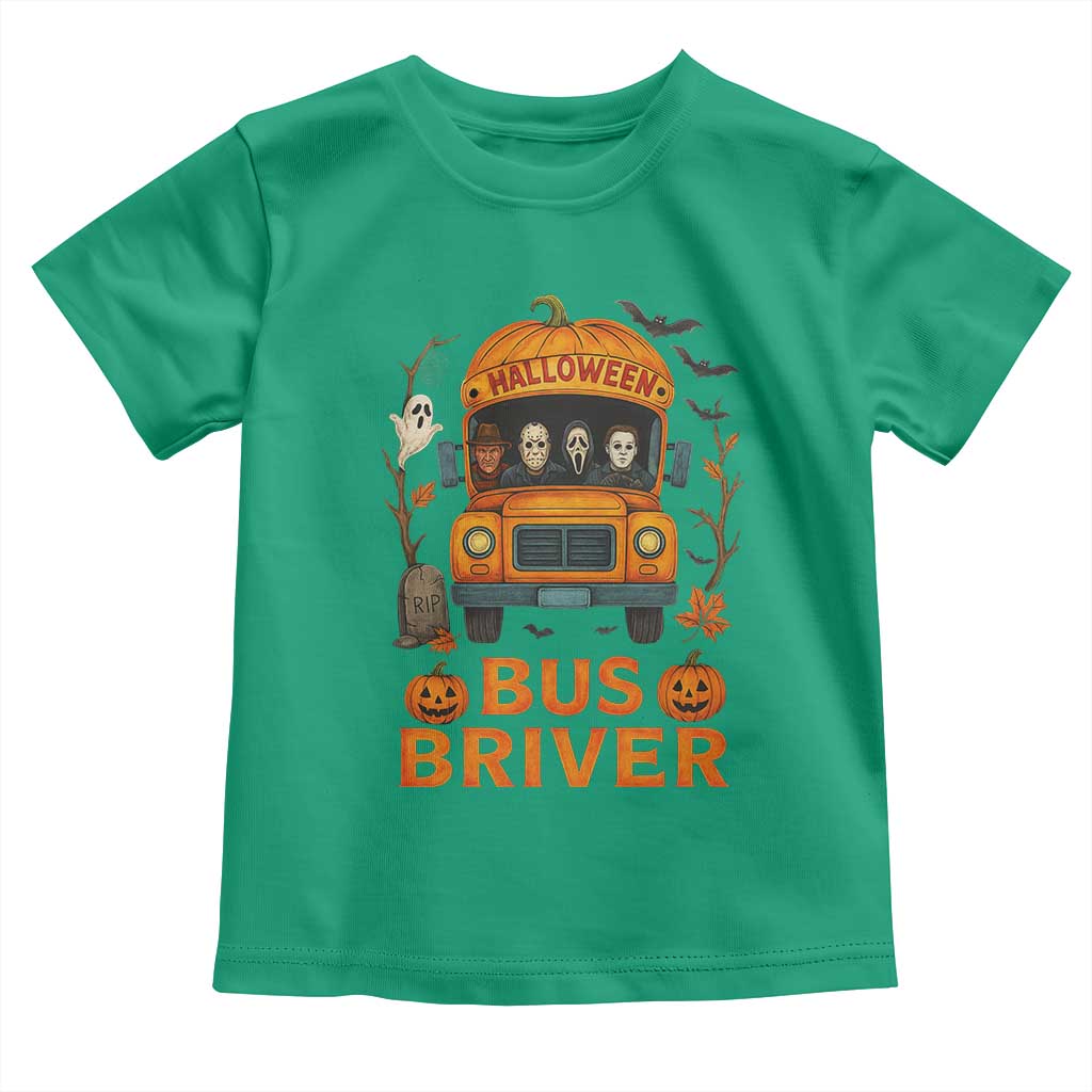 Funny Halloween Bus Driver Toddler T Shirt Horror Slashers Pumpkin School Bus Spooky Season - Wonder Print Shop
