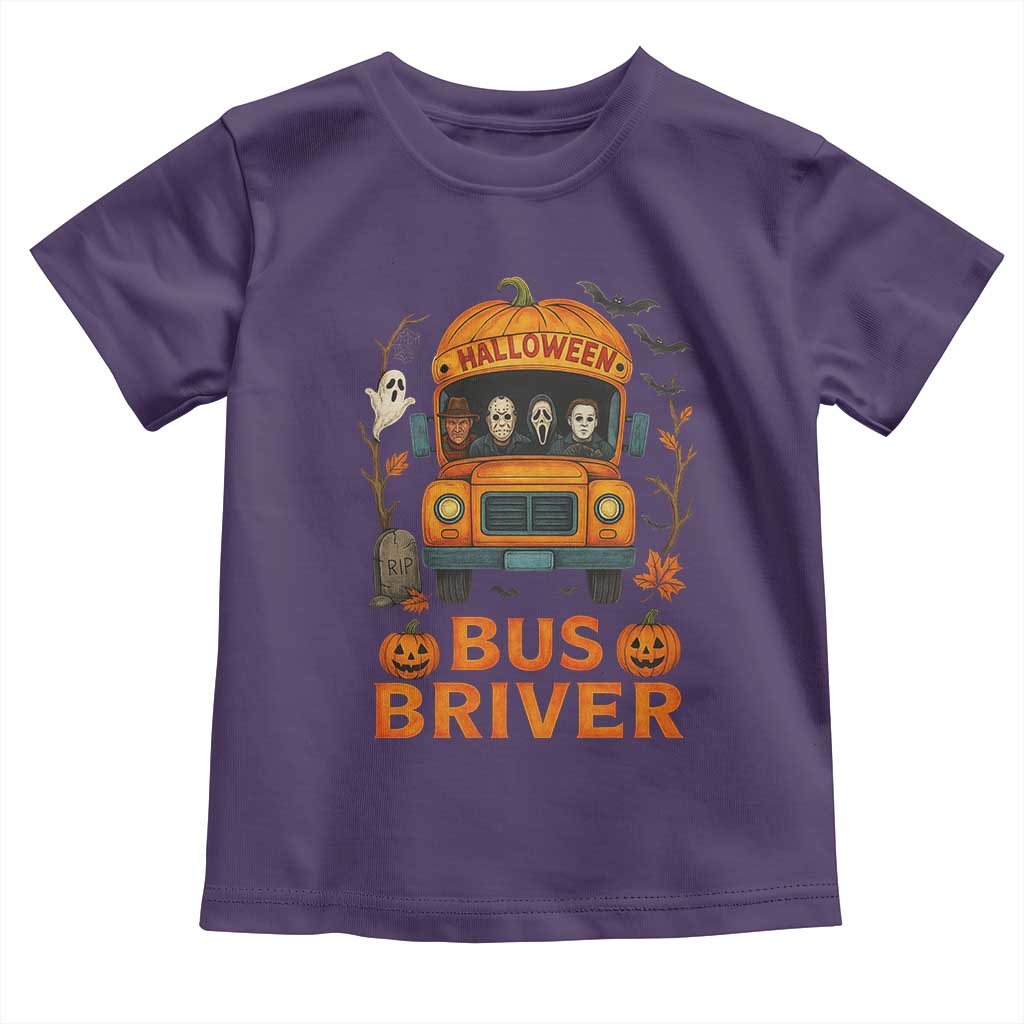 Funny Halloween Bus Driver Toddler T Shirt Horror Slashers Pumpkin School Bus Spooky Season - Wonder Print Shop