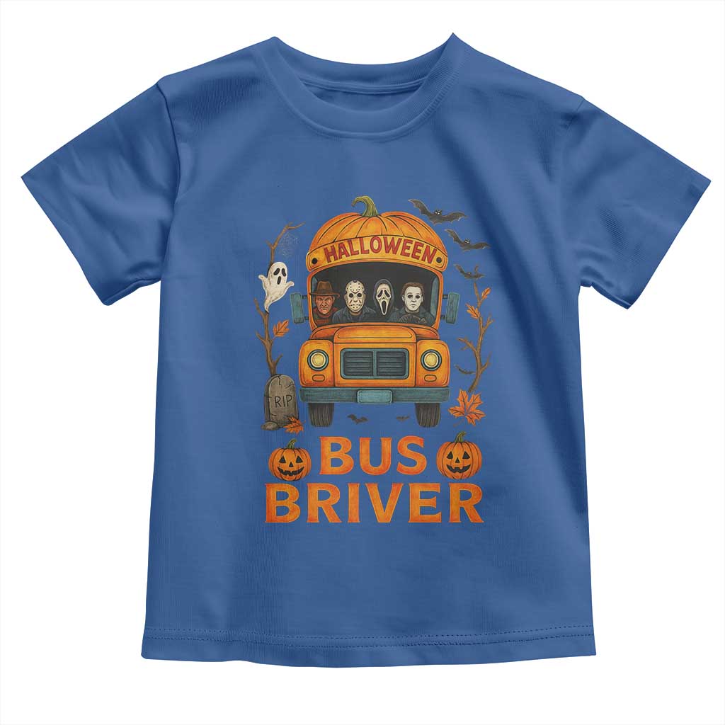 Funny Halloween Bus Driver Toddler T Shirt Horror Slashers Pumpkin School Bus Spooky Season - Wonder Print Shop