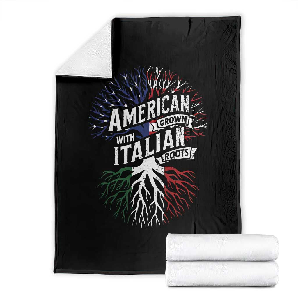 American Grown With Italian Roots Throw Blanket Family Tree Italy Flag - Wonder Print Shop