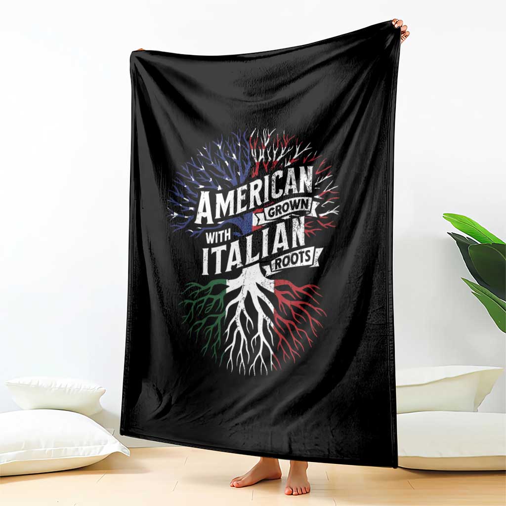 American Grown With Italian Roots Throw Blanket Family Tree Italy Flag - Wonder Print Shop