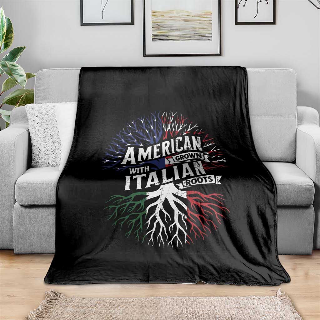 American Grown With Italian Roots Throw Blanket Family Tree Italy Flag - Wonder Print Shop