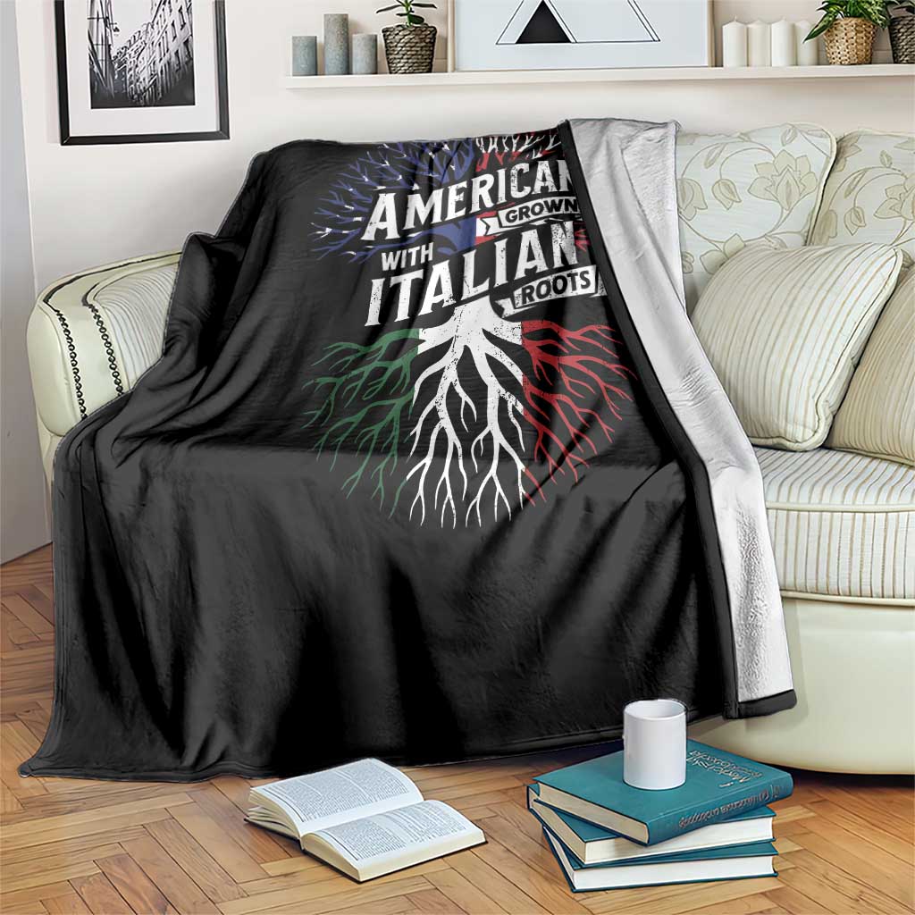 American Grown With Italian Roots Throw Blanket Family Tree Italy Flag - Wonder Print Shop