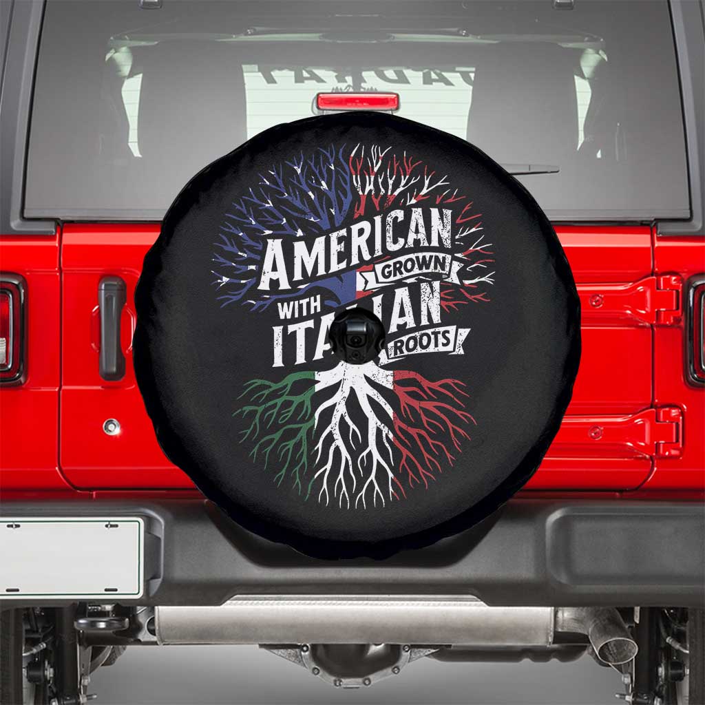 American Grown With Italian Roots Spare Tire Cover Family Tree Italy Flag - Wonder Print Shop