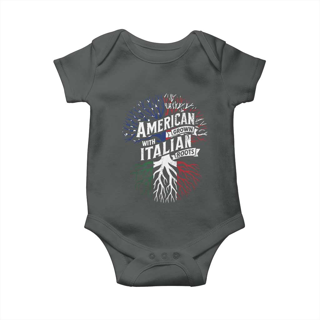 American Grown With Italian Roots Baby Onesie Family Tree Italy Flag - Wonder Print Shop