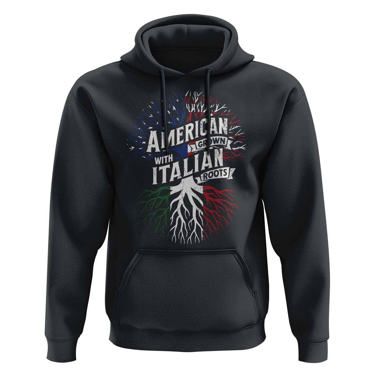 American Grown With Italian Roots Hoodie Family Tree Italy Flag - Wonder Print Shop