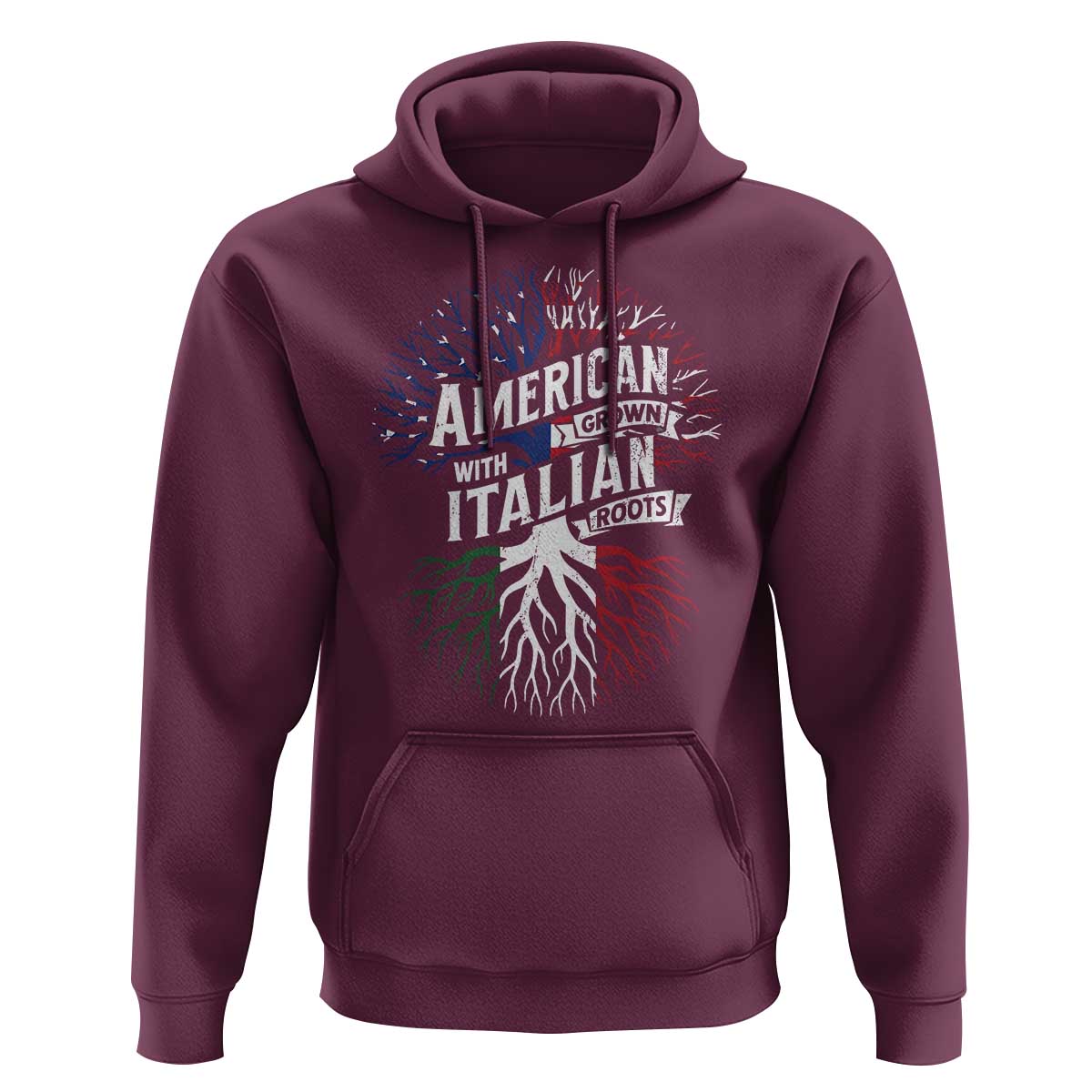 American Grown With Italian Roots Hoodie Family Tree Italy Flag - Wonder Print Shop