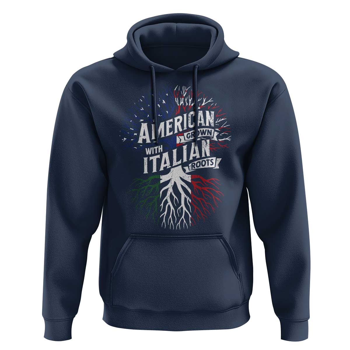 American Grown With Italian Roots Hoodie Family Tree Italy Flag - Wonder Print Shop