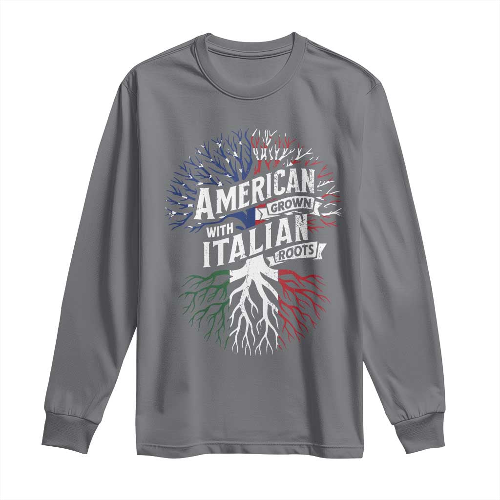 American Grown With Italian Roots Long Sleeve Shirt Family Tree Italy Flag - Wonder Print Shop