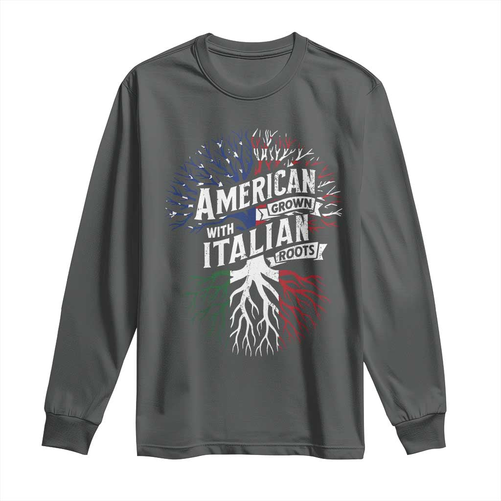 American Grown With Italian Roots Long Sleeve Shirt Family Tree Italy Flag - Wonder Print Shop