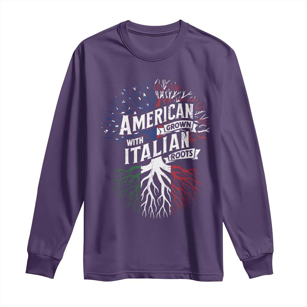 American Grown With Italian Roots Long Sleeve Shirt Family Tree Italy Flag - Wonder Print Shop