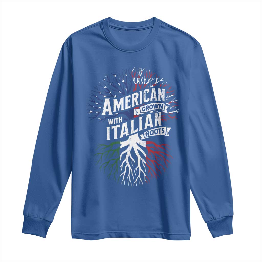 American Grown With Italian Roots Long Sleeve Shirt Family Tree Italy Flag - Wonder Print Shop