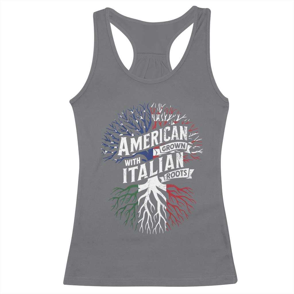 American Grown With Italian Roots Racerback Tank Top Family Tree Italy Flag - Wonder Print Shop