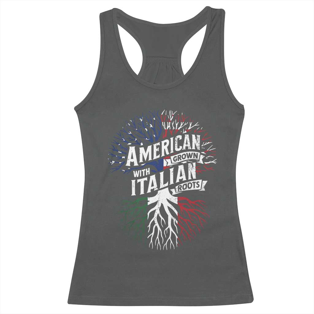 American Grown With Italian Roots Racerback Tank Top Family Tree Italy Flag - Wonder Print Shop
