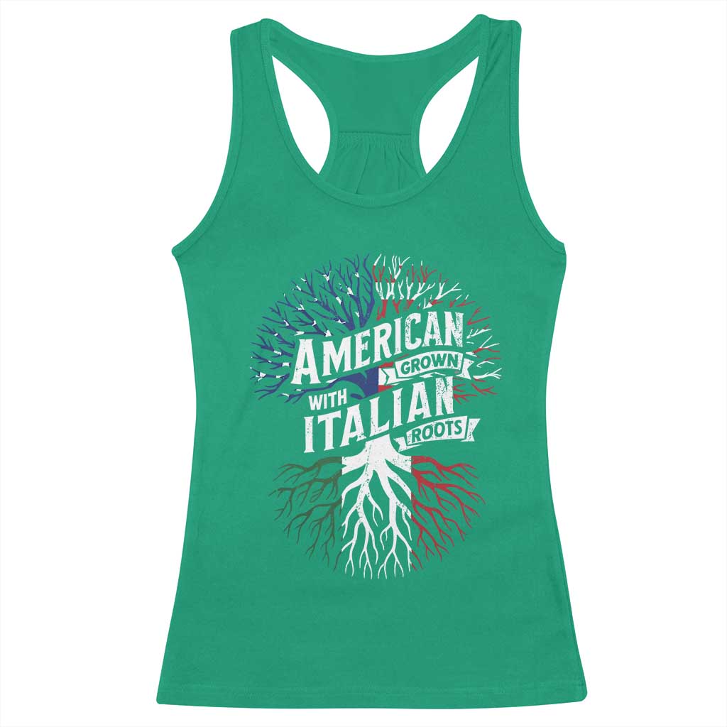 American Grown With Italian Roots Racerback Tank Top Family Tree Italy Flag - Wonder Print Shop