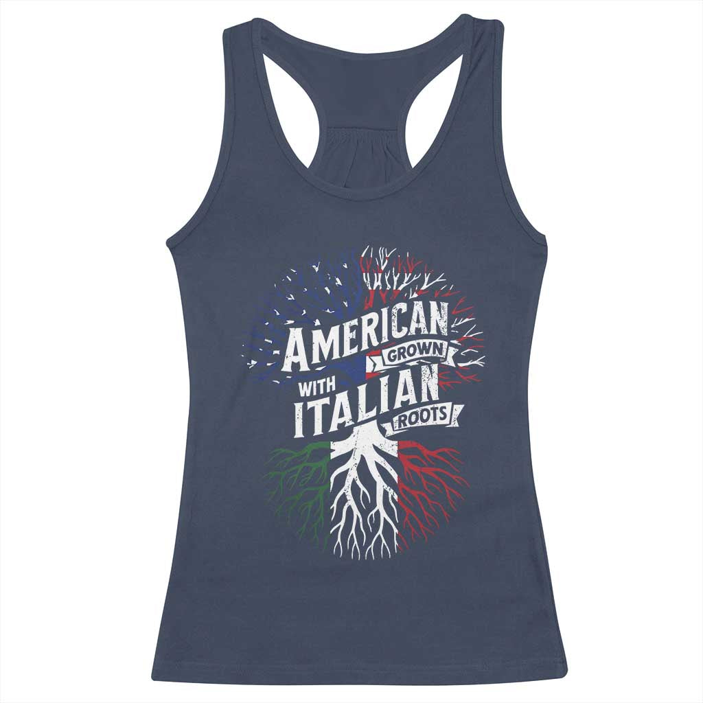 American Grown With Italian Roots Racerback Tank Top Family Tree Italy Flag - Wonder Print Shop