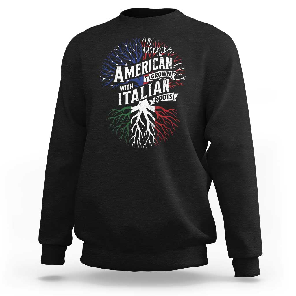 American Grown With Italian Roots Sweatshirt Family Tree Italy Flag - Wonder Print Shop