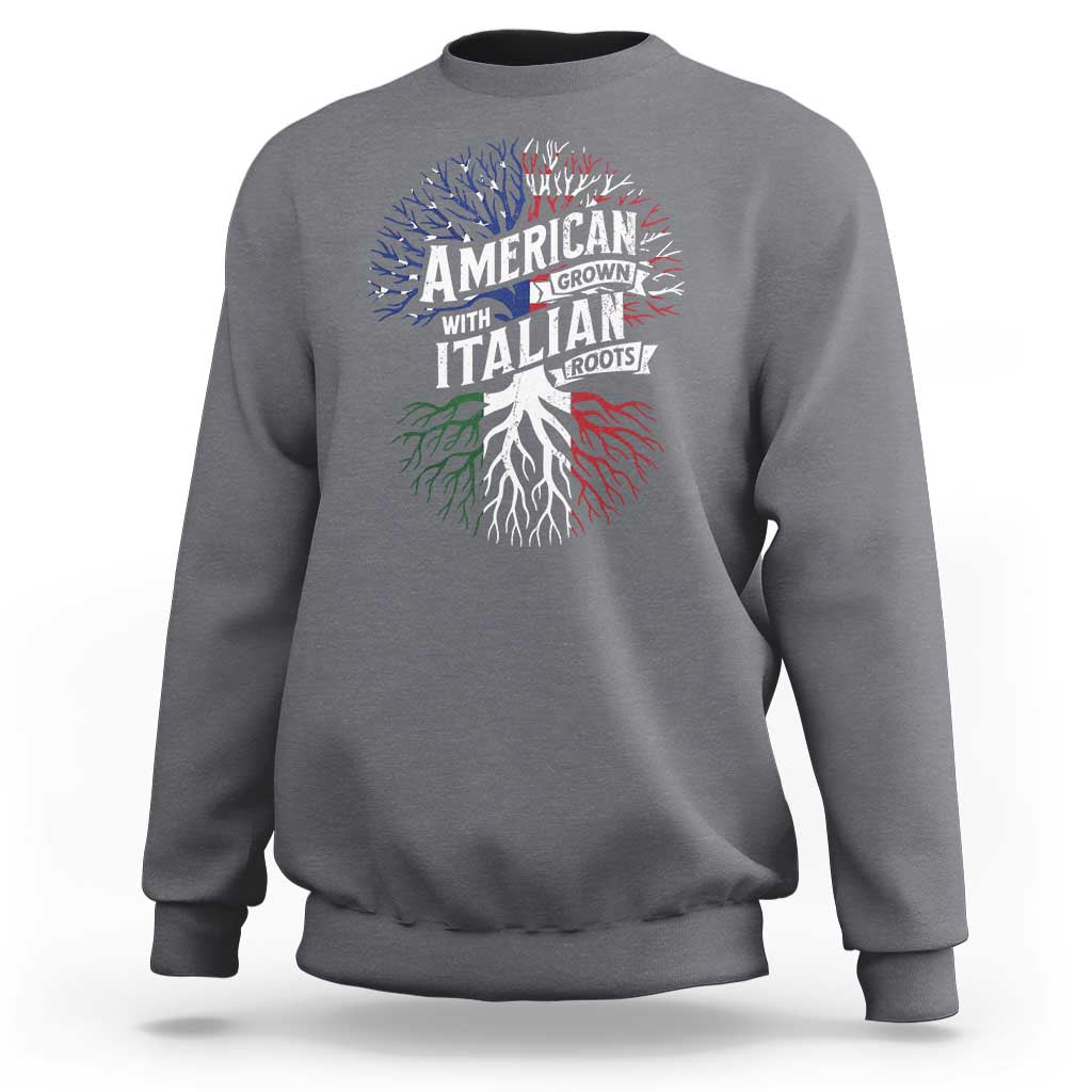 American Grown With Italian Roots Sweatshirt Family Tree Italy Flag - Wonder Print Shop
