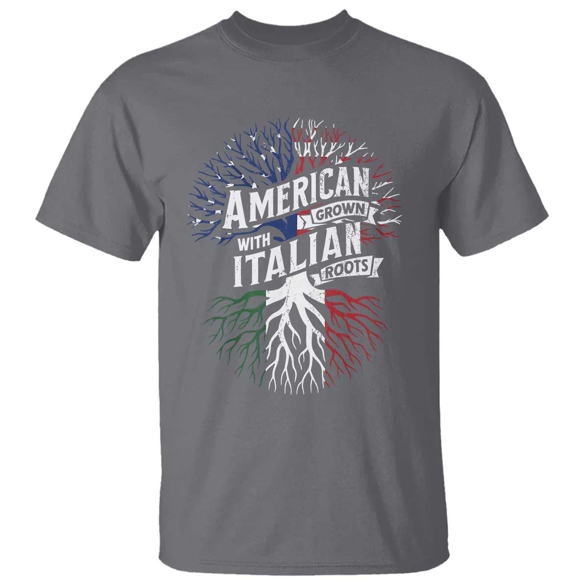 American Grown With Italian Roots T Shirt Family Tree Italy Flag - Wonder Print Shop