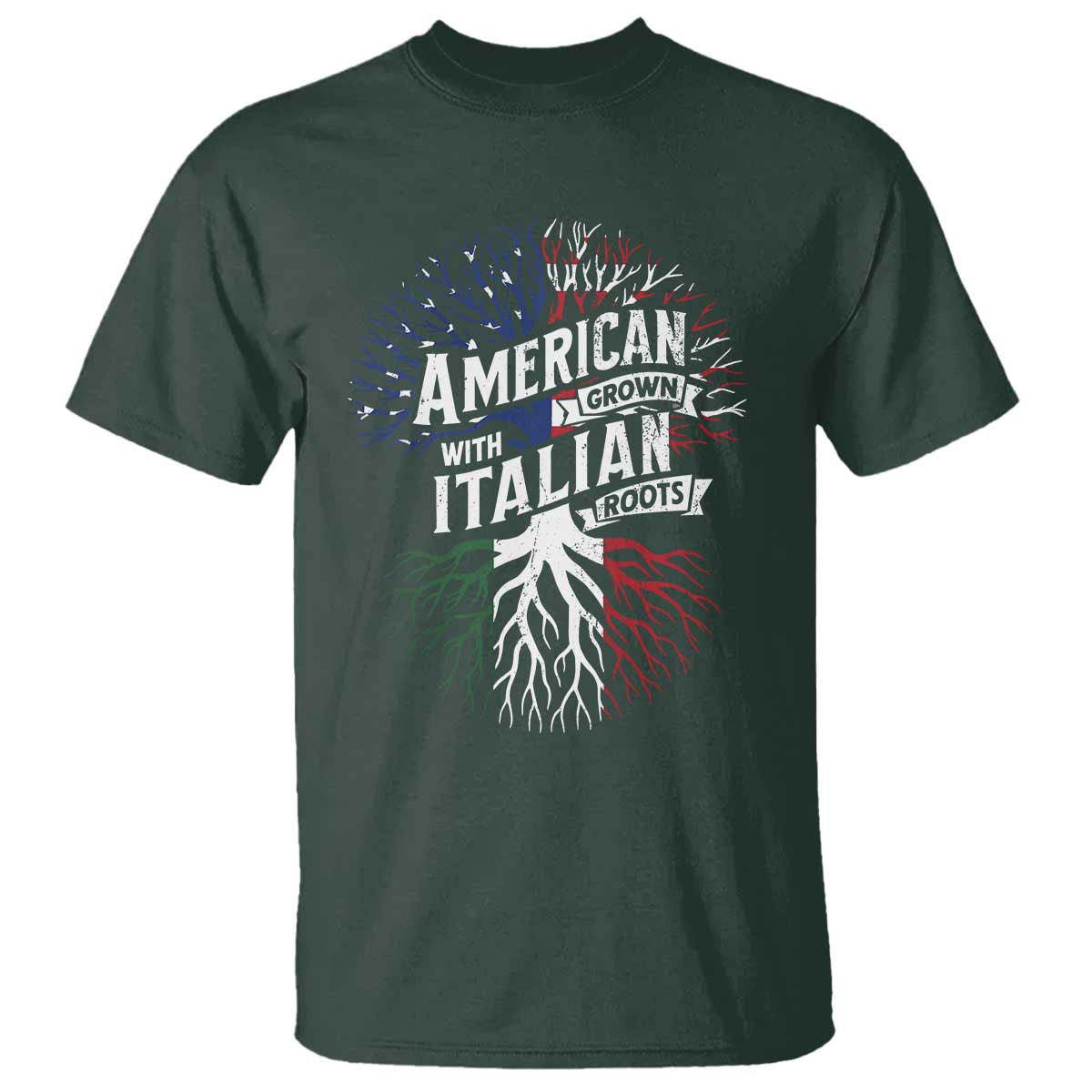 American Grown With Italian Roots T Shirt Family Tree Italy Flag - Wonder Print Shop