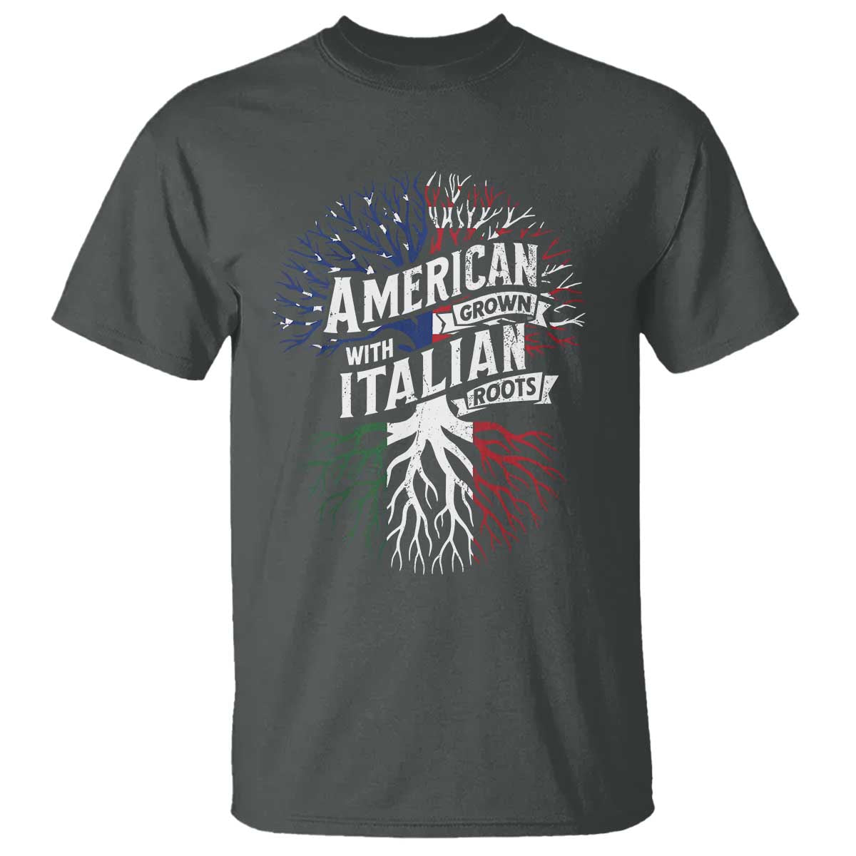 American Grown With Italian Roots T Shirt Family Tree Italy Flag - Wonder Print Shop