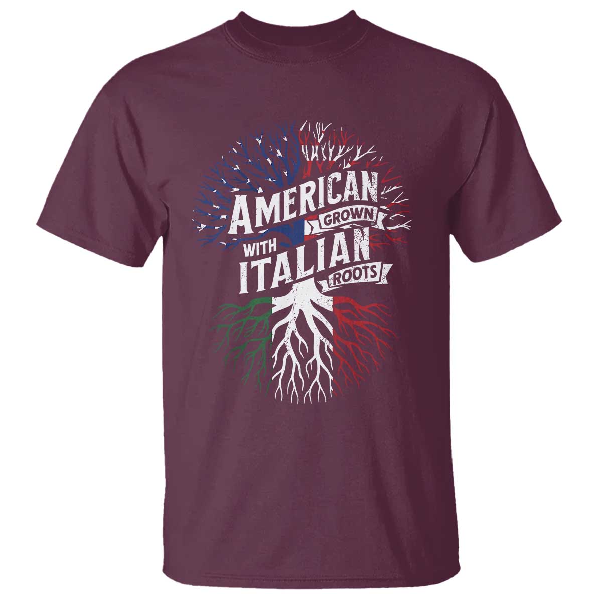 American Grown With Italian Roots T Shirt Family Tree Italy Flag - Wonder Print Shop