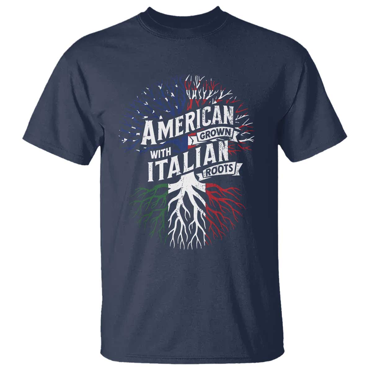 American Grown With Italian Roots T Shirt Family Tree Italy Flag - Wonder Print Shop